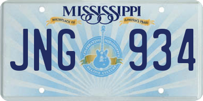 MS license plate JNG934
