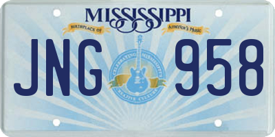 MS license plate JNG958