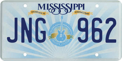 MS license plate JNG962