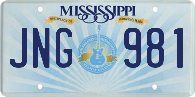 MS license plate JNG981