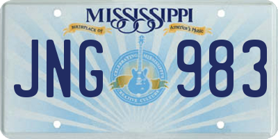 MS license plate JNG983