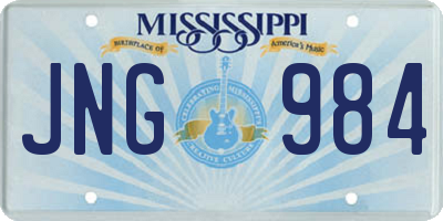 MS license plate JNG984