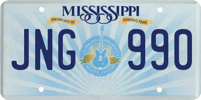 MS license plate JNG990