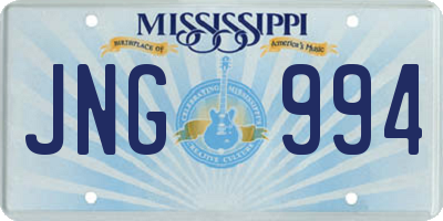 MS license plate JNG994