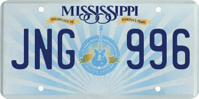 MS license plate JNG996