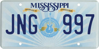 MS license plate JNG997