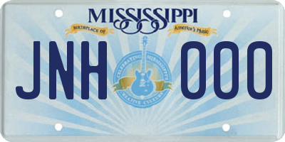MS license plate JNH000