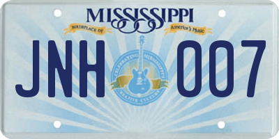 MS license plate JNH007