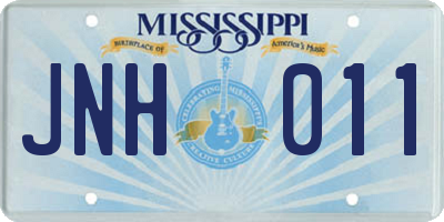 MS license plate JNH011
