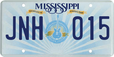 MS license plate JNH015