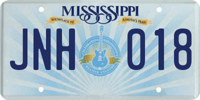 MS license plate JNH018