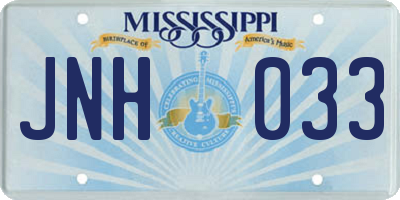 MS license plate JNH033