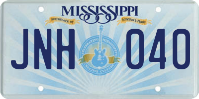 MS license plate JNH040