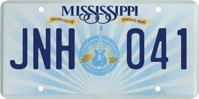 MS license plate JNH041