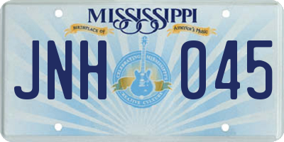 MS license plate JNH045
