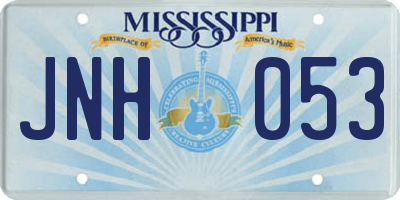 MS license plate JNH053