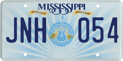 MS license plate JNH054