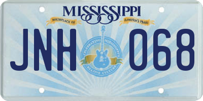 MS license plate JNH068