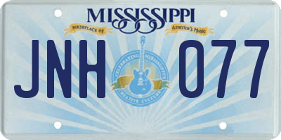 MS license plate JNH077