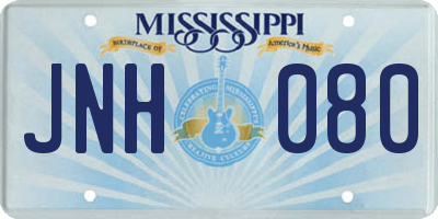 MS license plate JNH080