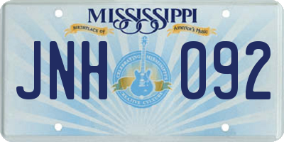 MS license plate JNH092