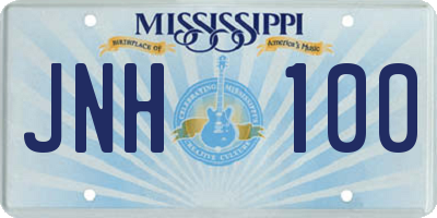 MS license plate JNH100