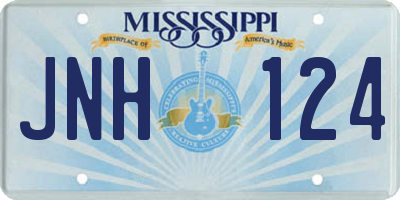 MS license plate JNH124
