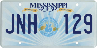 MS license plate JNH129