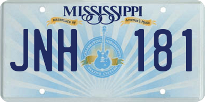 MS license plate JNH181