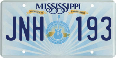 MS license plate JNH193