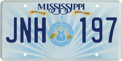 MS license plate JNH197