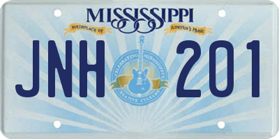 MS license plate JNH201