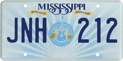 MS license plate JNH212