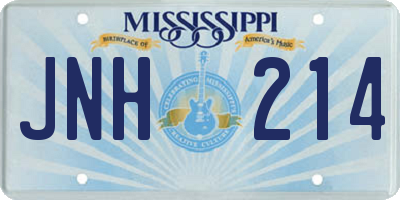 MS license plate JNH214
