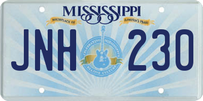 MS license plate JNH230