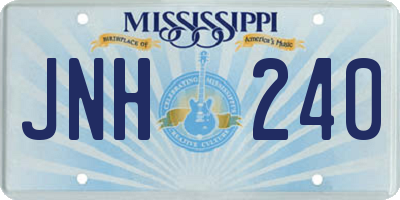 MS license plate JNH240