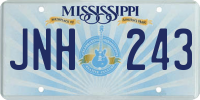 MS license plate JNH243