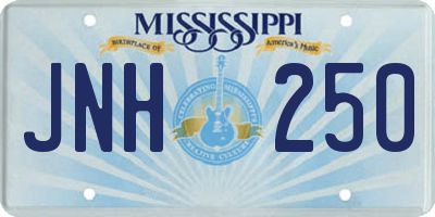 MS license plate JNH250