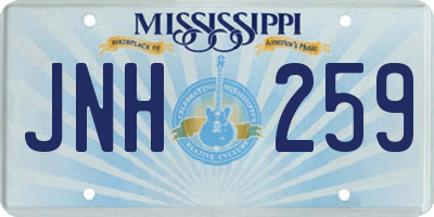 MS license plate JNH259