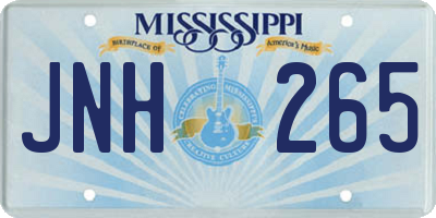 MS license plate JNH265