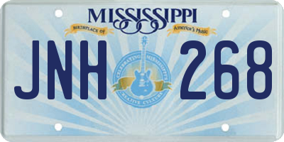 MS license plate JNH268
