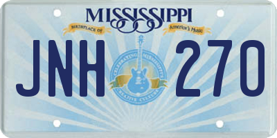 MS license plate JNH270
