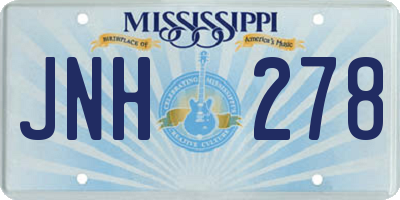 MS license plate JNH278