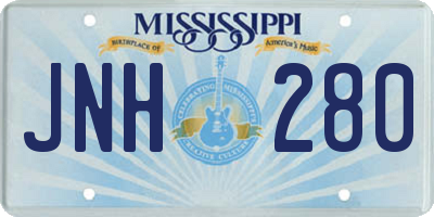 MS license plate JNH280