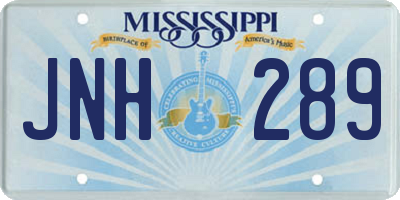 MS license plate JNH289