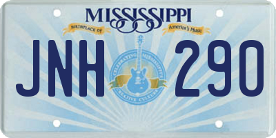 MS license plate JNH290