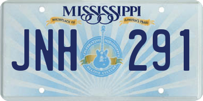 MS license plate JNH291