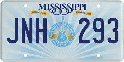MS license plate JNH293