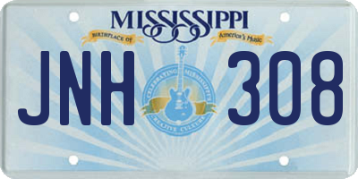 MS license plate JNH308