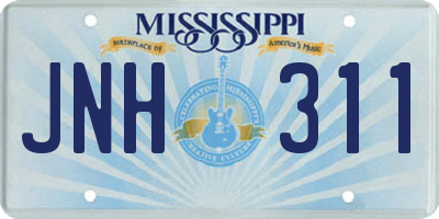 MS license plate JNH311